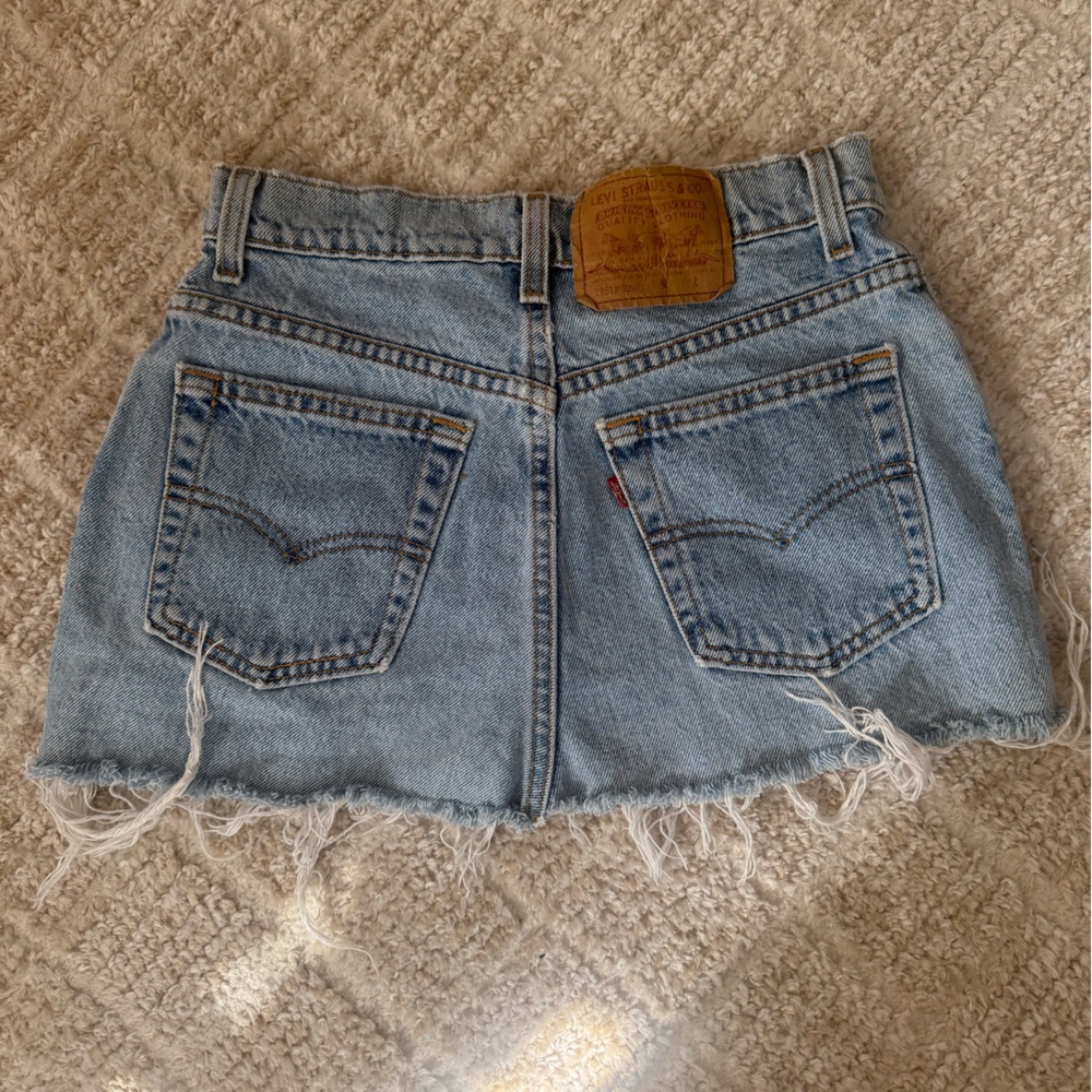 Levi's Light Blue Frayed Jean Mini Skirt